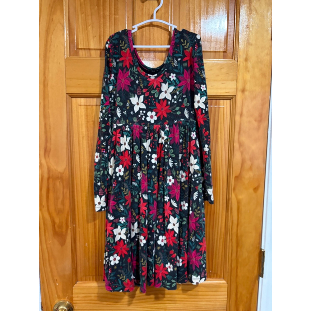 Little Sleepies Floral Kids Dress - Black, Red, White